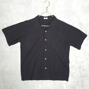 AKIRA Black Short Sleeve Cotton Camp Shirt Size XL Textured Lightweight Travel